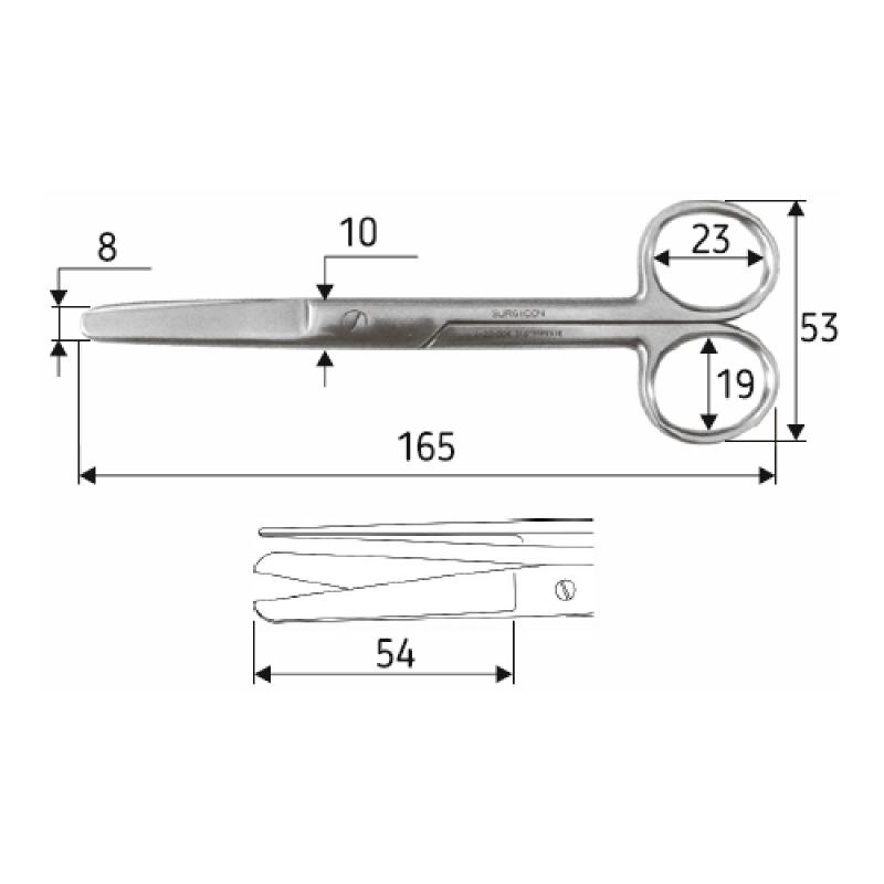 Ножиці J-22-006 хірургічні 16,5 см, тупий/тупий/прямі.